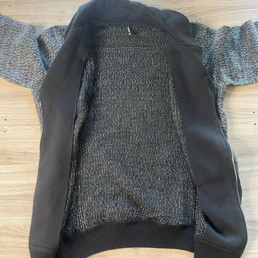 Pazzo Womens Jacket Coat Black Gray Marled Asymmetrical Zip Pockets Collar XL - Picture 7 of 8